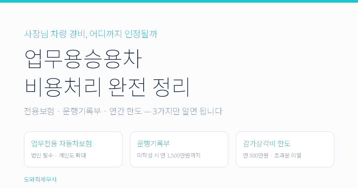 업무용승용차 비용처리 완전 정리 대표 이미지